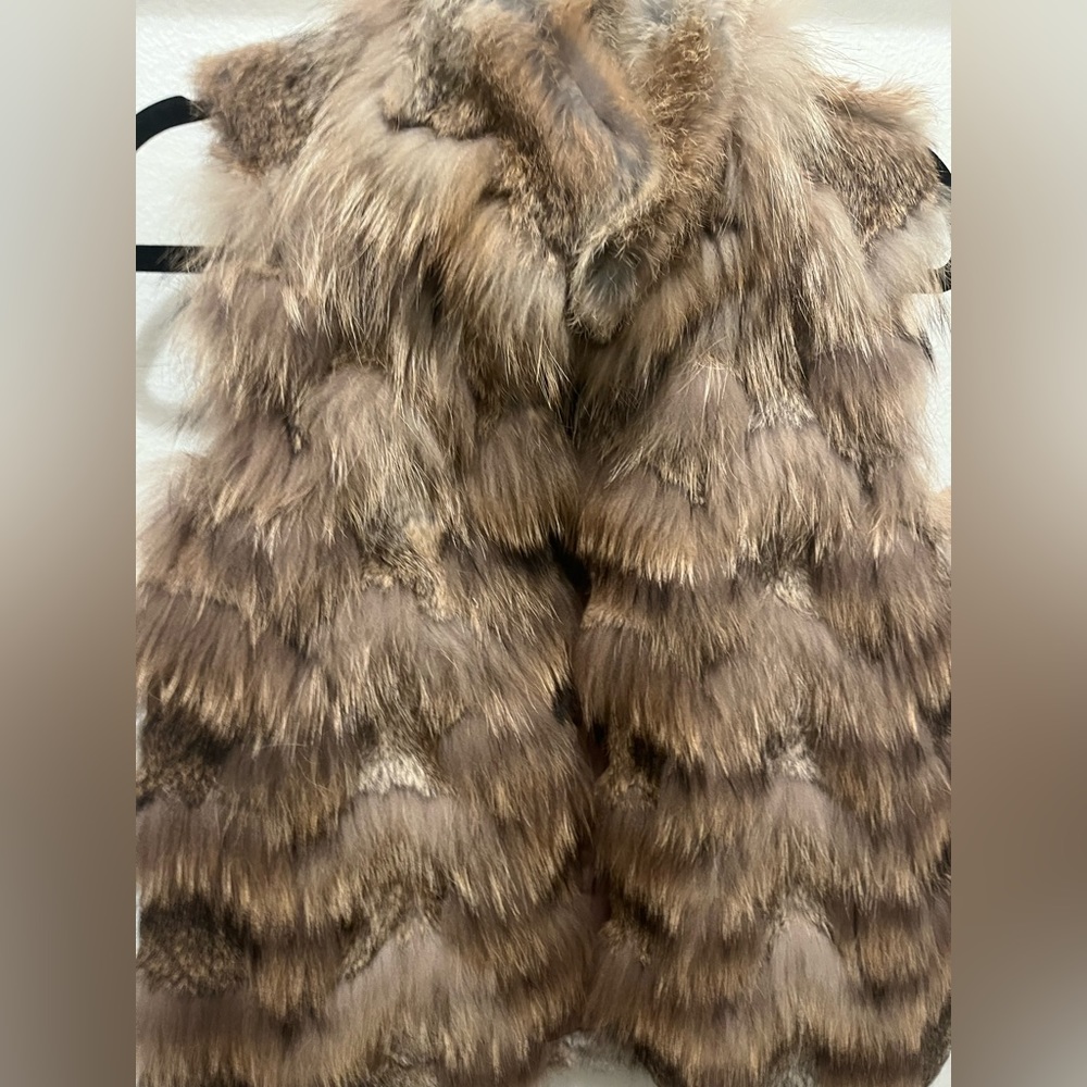 SOLD❤️ THEORY Hanalee Fur Vest Genuine Real Rabbit Fur Beige Tan - Picture 5 of 11